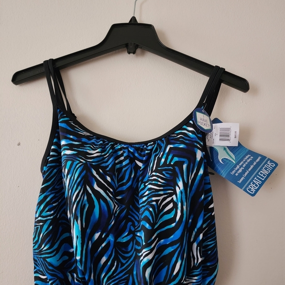 Great Lengths By Longitude Plus Bombay Blouson Swimdress Size 8 NWT Pockets - Picture 5 of 13